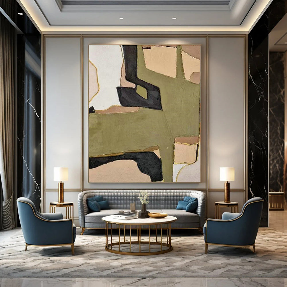 Striking Large Custom Hand-Painted Abstract Art - Artistic Innovation for Robotics Laboratories  DLZ0263