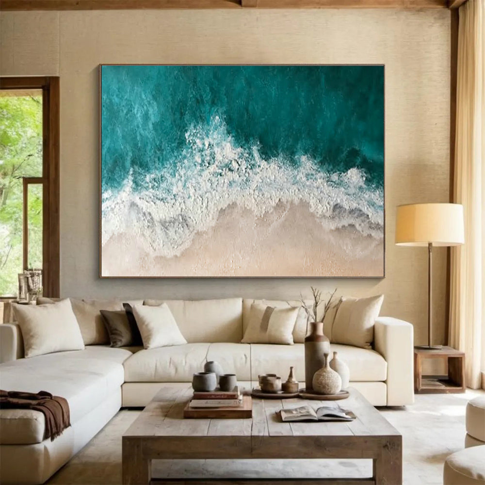 Custom Giant Abstract Hand Painting for Vertical Urban Aquarium Aquascape Design Studio DLZ3083