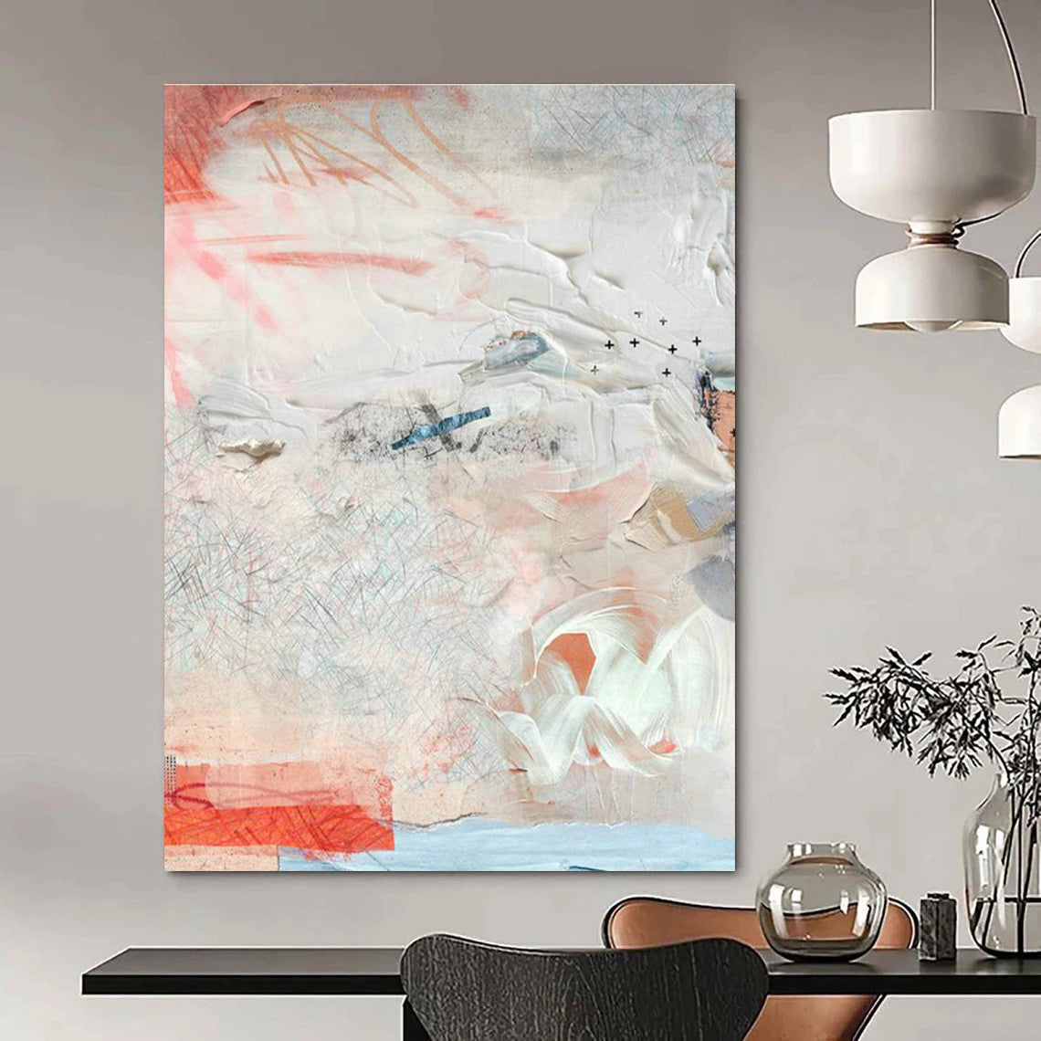 Impressive Large Custom Hand-Painted Abstract Painting - Upscale Décor for Fine Dining Restaurants  DLZ0157