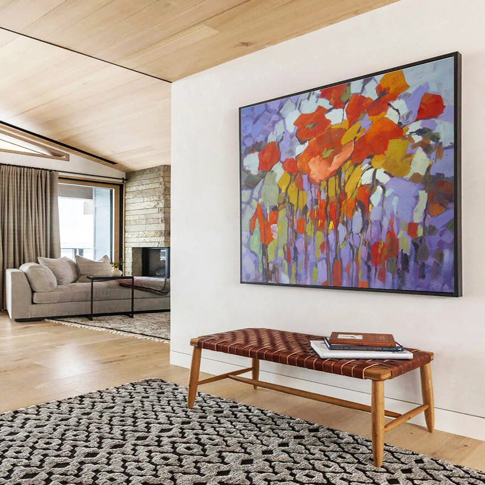 Oversized Hand-Painted Abstract Canvas, Whimsical Patterns for Playrooms DLZ3237