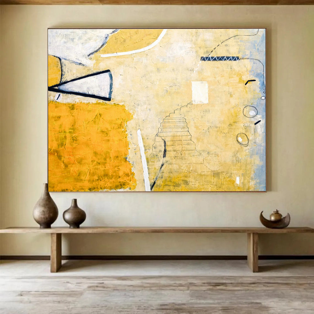 Custom-Made Giant Abstract Hand Painting for Subterranean Data Center Entrance Hall DLZ2946