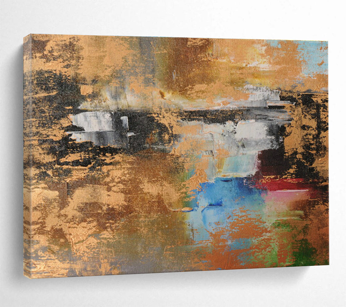 Metal Foil Collage Custom Hand-Painted Abstract Diptych for Commercial Spaces and Exhibitions