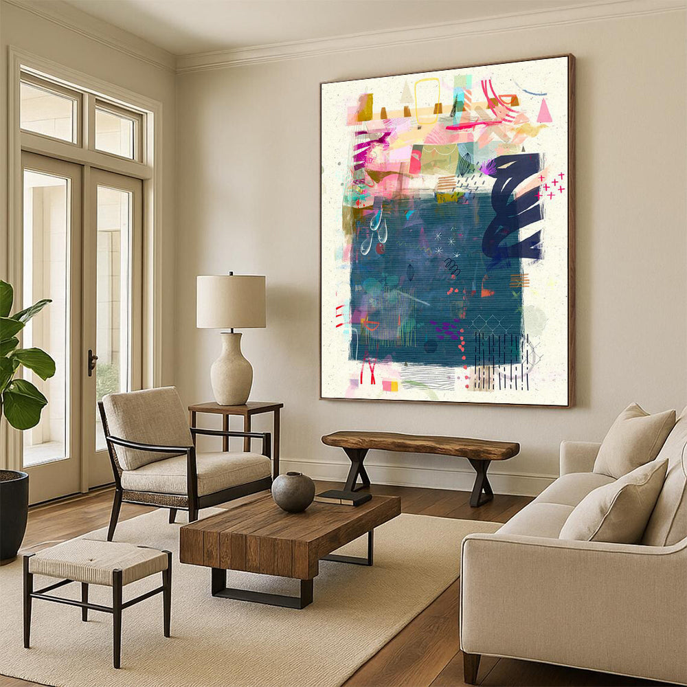 Generous Custom Hand-Painted Abstract Canvas - Cozy Ambiance for Coffee Roasteries  DLZ0173
