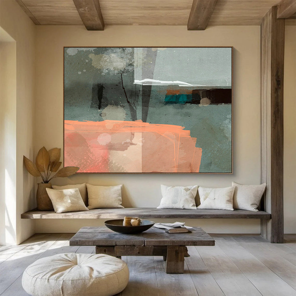 Customizable Giant Abstract Hand-Painted Art for Dining Room