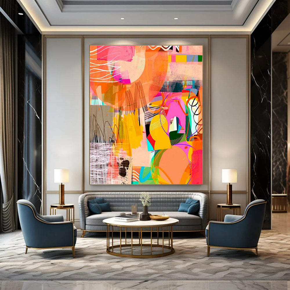 Large-Scale Customizable Hand-Painted Abstract Painting - Trendy Art Decoration for Bars  DLZ0131