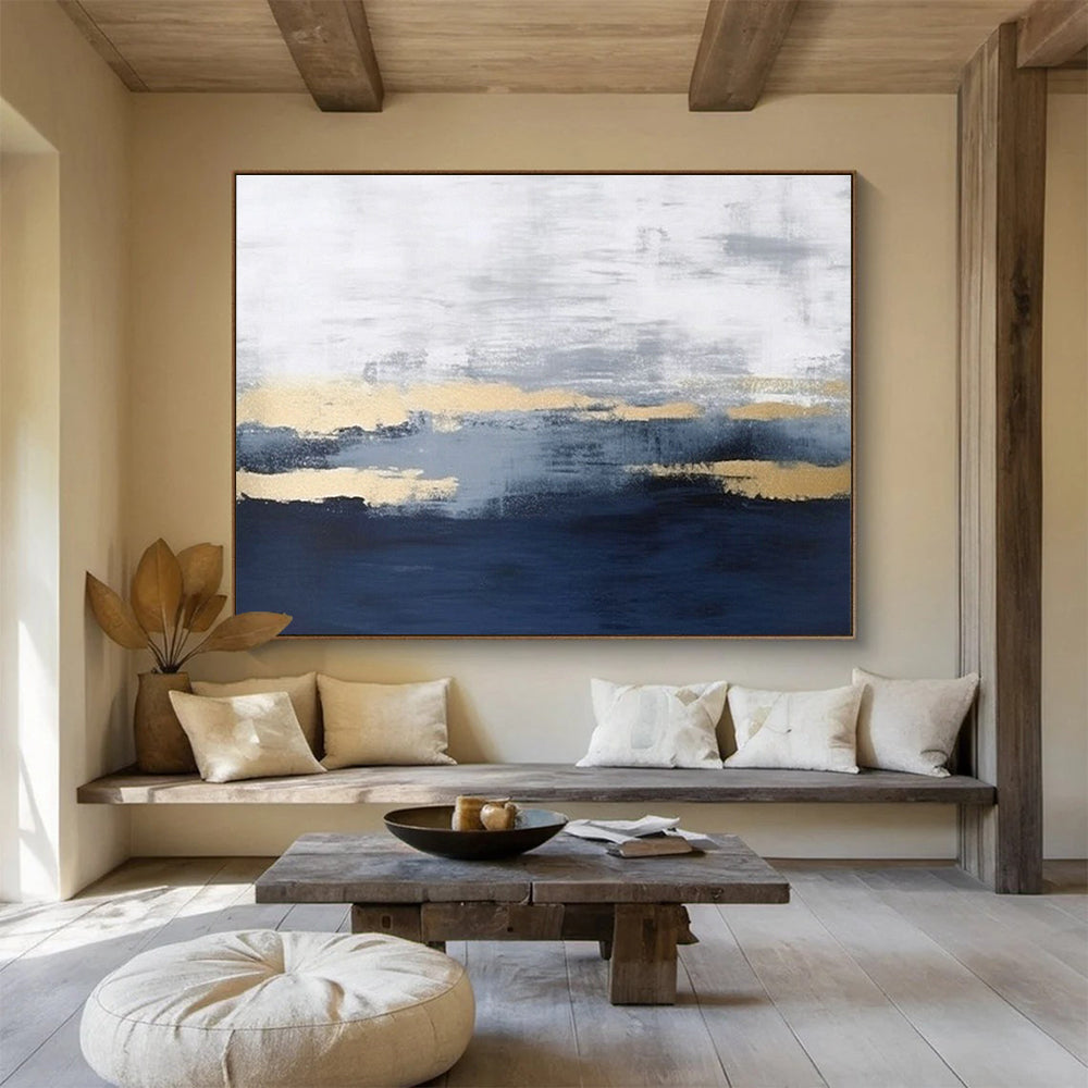 Customized Large Abstract Hand Painting for Subterranean Geothermal Power Plant Waste Heat Utilization Facility DLZ3170