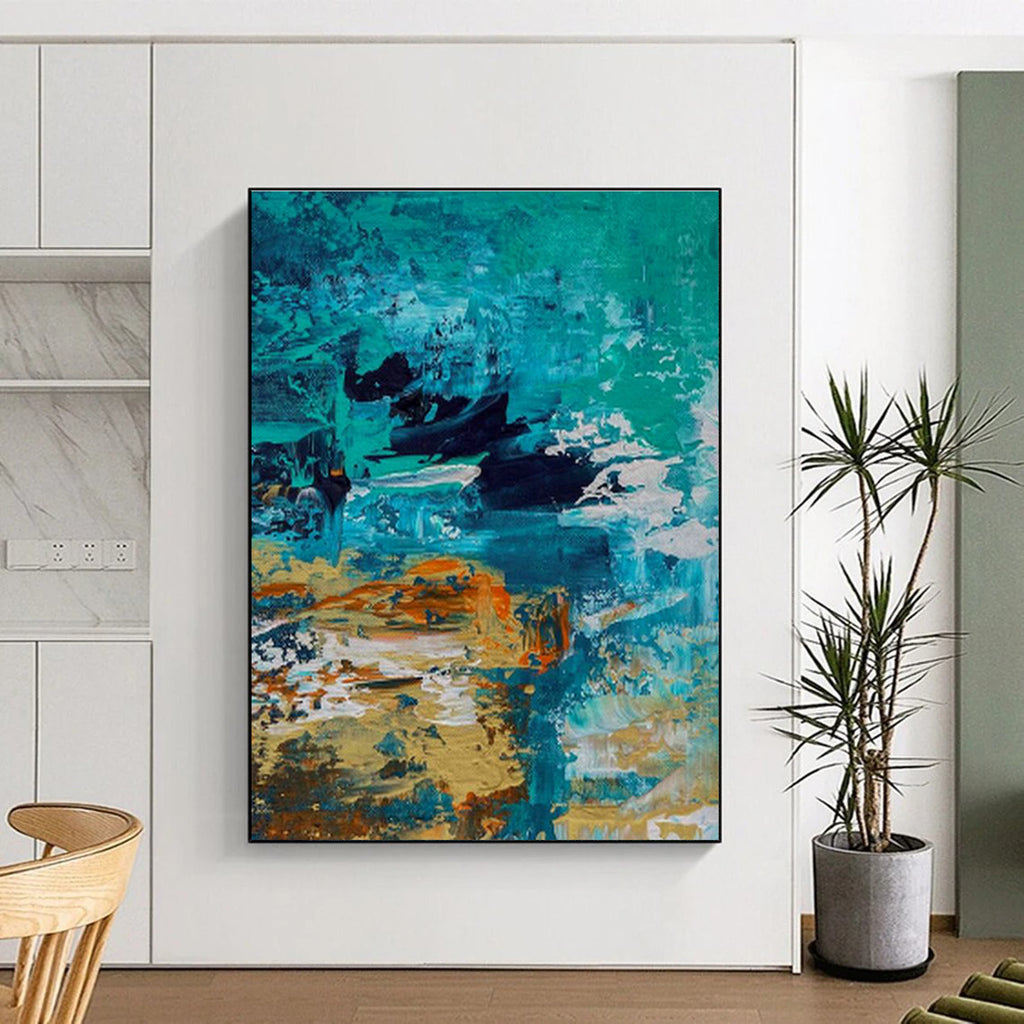 Monumental Custom Hand-Painted Abstract Canvas for Underground Speakeasy Bars  DLZ0035