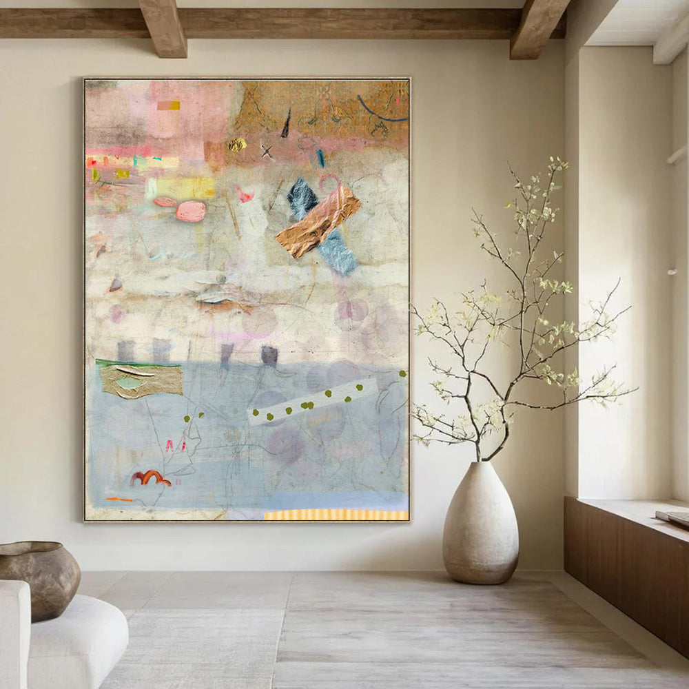 Striking Large Custom Hand-Painted Abstract Canvas - Bold Statement for Artistic Lofts  DLZ0167