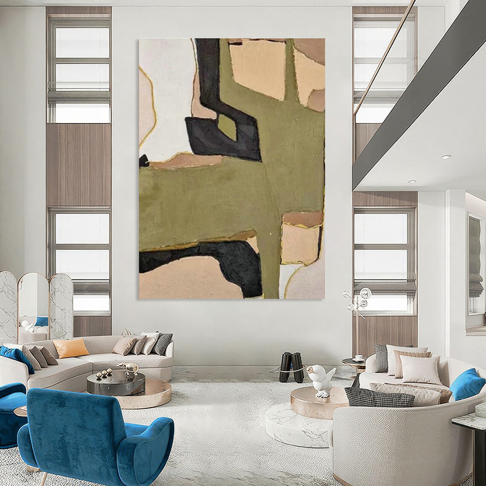 Striking Large Custom Hand-Painted Abstract Art - Artistic Innovation for Robotics Laboratories  DLZ0263