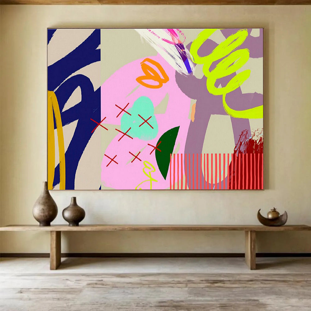 Customizable Vertical Smart City Command Center Giant Abstract Hand Painting DLZ2584