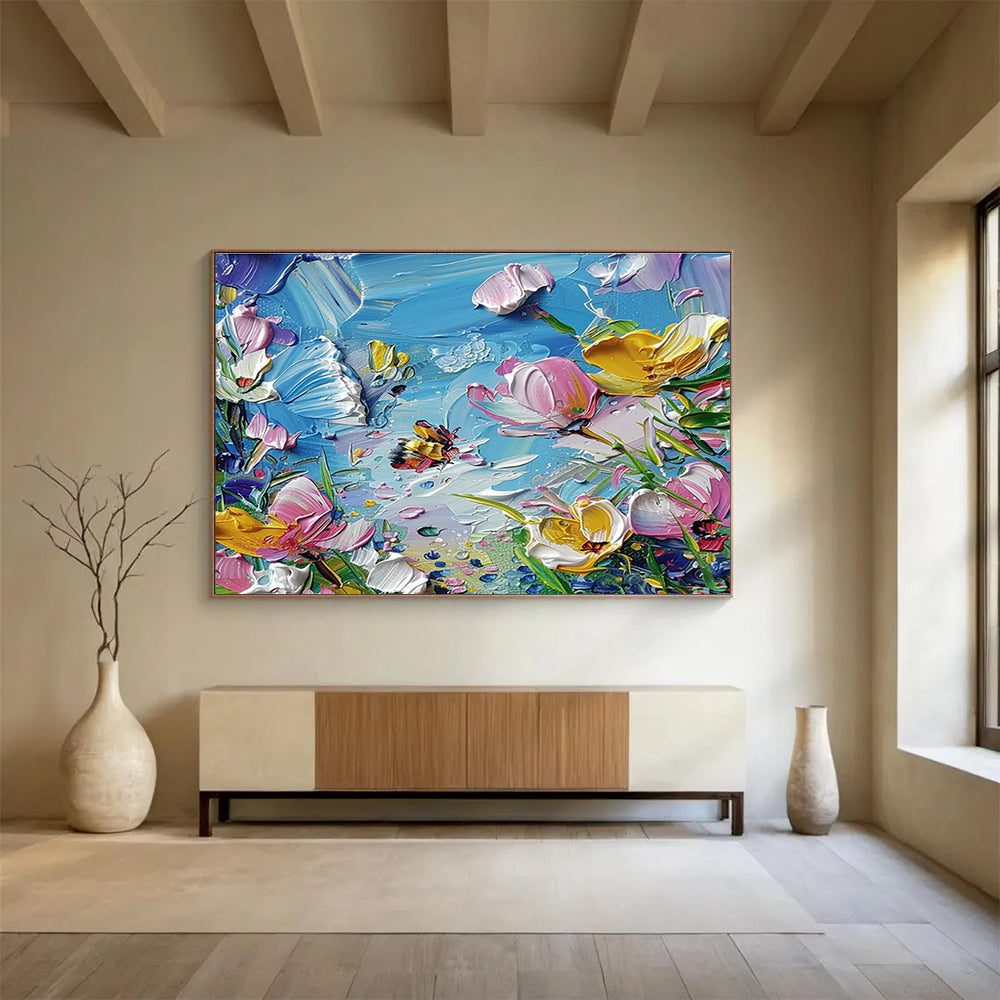 Oversized Custom Abstract Hand Painting for Arctic Freshwater River Food Web Dynamics and Trophic Interactions Research Station DLZ3218