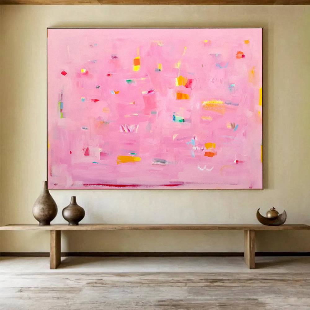 Optical Illusion Custom Hand-Painted Geometric Abstract for Entryway Focal Points