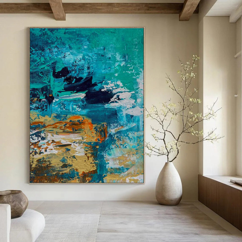 Monumental Custom Hand-Painted Abstract Canvas for Underground Speakeasy Bars  DLZ0035