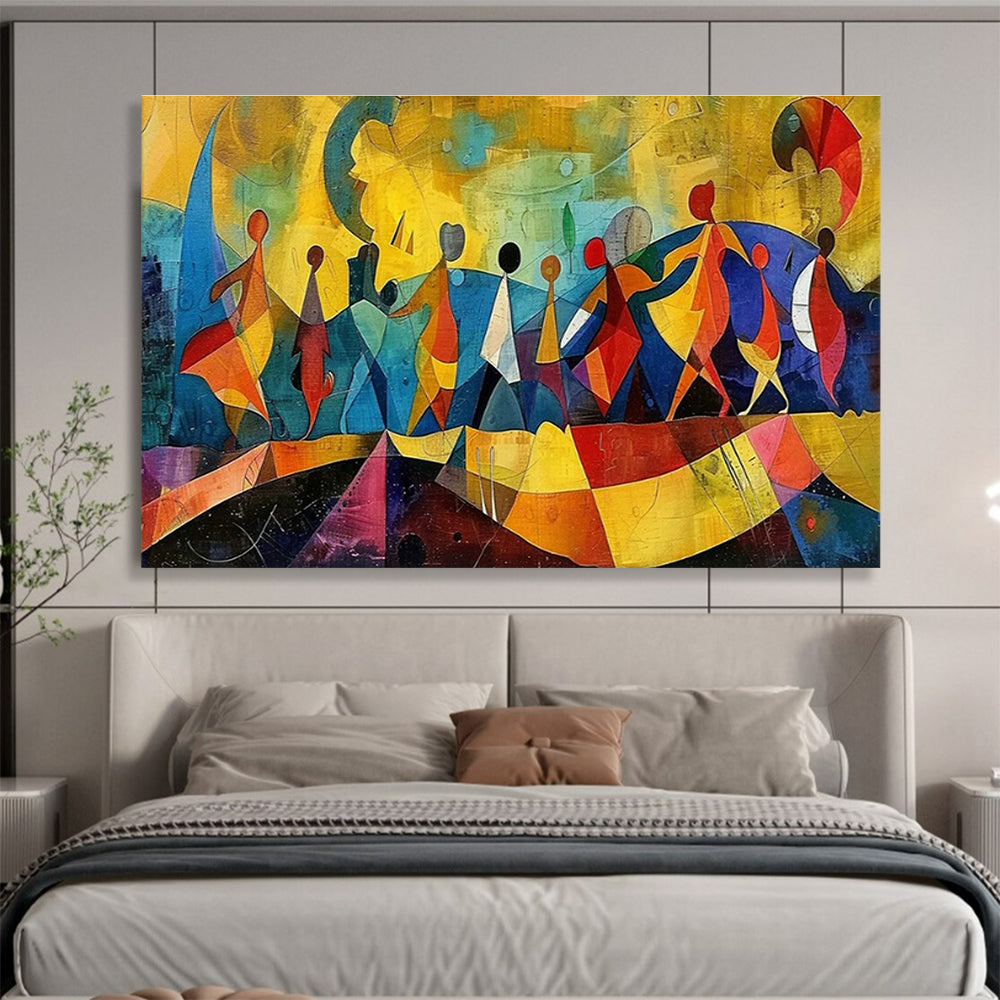Large-Size Custom Abstract Hand Painting for Urban Vertical Aquaponics Fish Feed Development Center DLZ3152