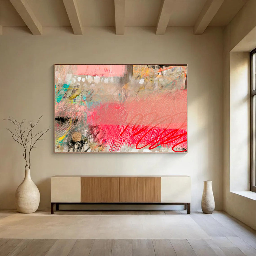 Custom-Made Quantum Satellite Launch Pad Large Abstract Hand Painting DLZ2590