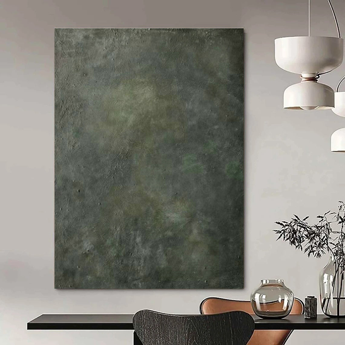 Striking Large-Scale Custom Hand-Painted Abstract Art - Artisanal Appeal for Leatherworking Studios  DLZ0235