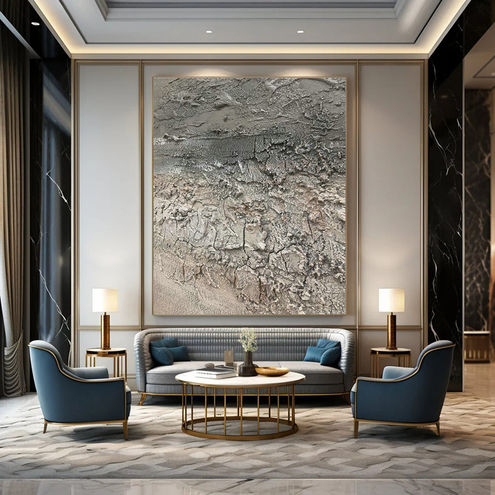 Extensive Large-Scale Custom Hand-Painted Abstract Artwork - Cozy Ambiance for Mountain Lodges  DLZ0184