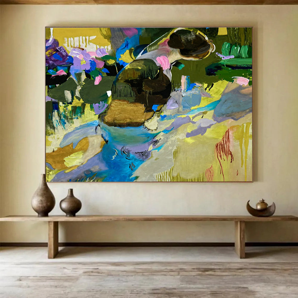 Oversized Customizable Hand-Painted Abstract Canvas for Yacht Interiors DLZ3307
