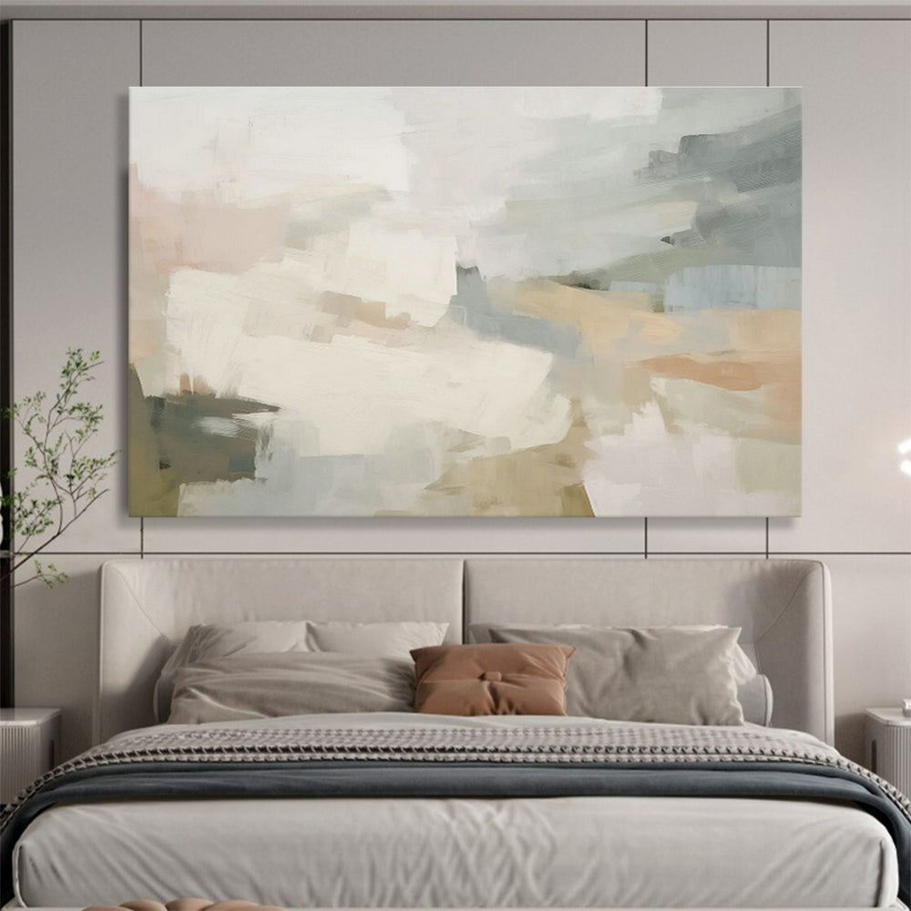 Minimalist Geometric Custom Hand-Painted Black & White Abstract Art for Office Partitions
