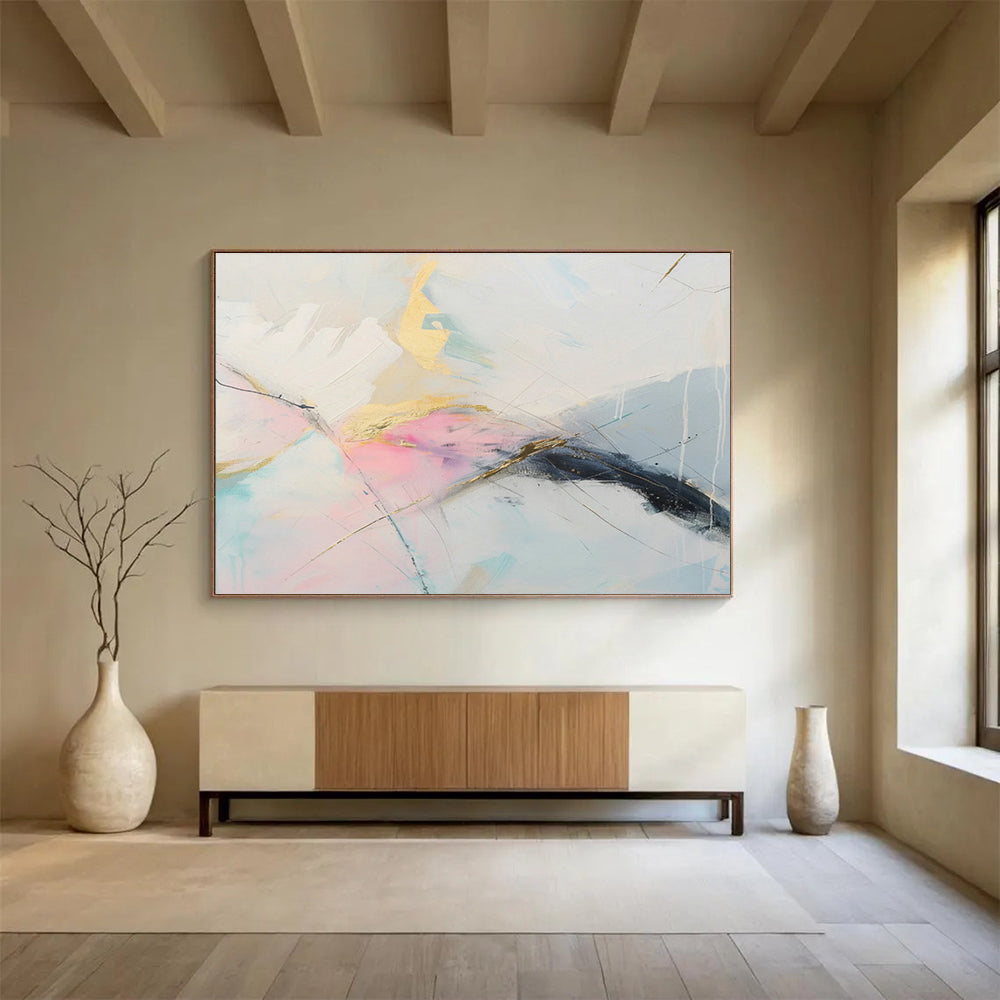 Customized Large-Scale Abstract Hand Painting for Arctic Research Station Living Quarters DLZ2863