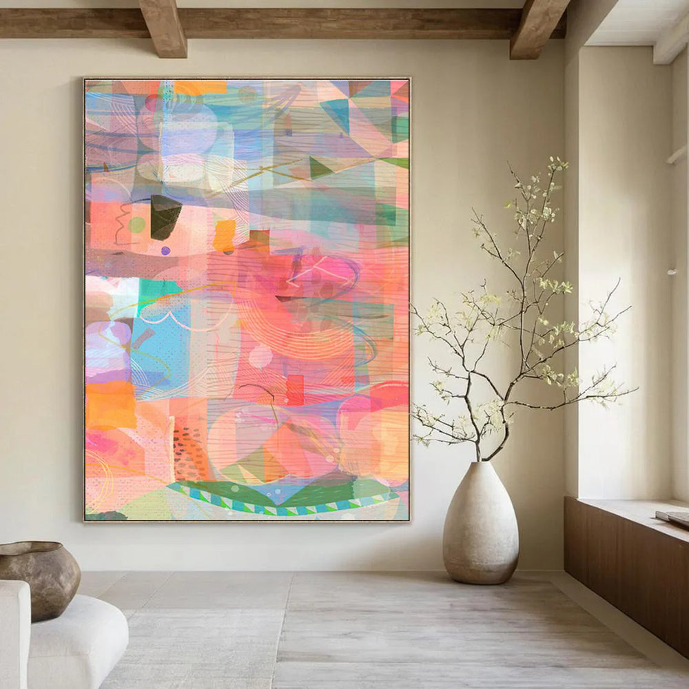 Expansive Custom Hand-Painted Abstract Artwork - Trendy Decor for Co-Working Spaces  DLZ0163