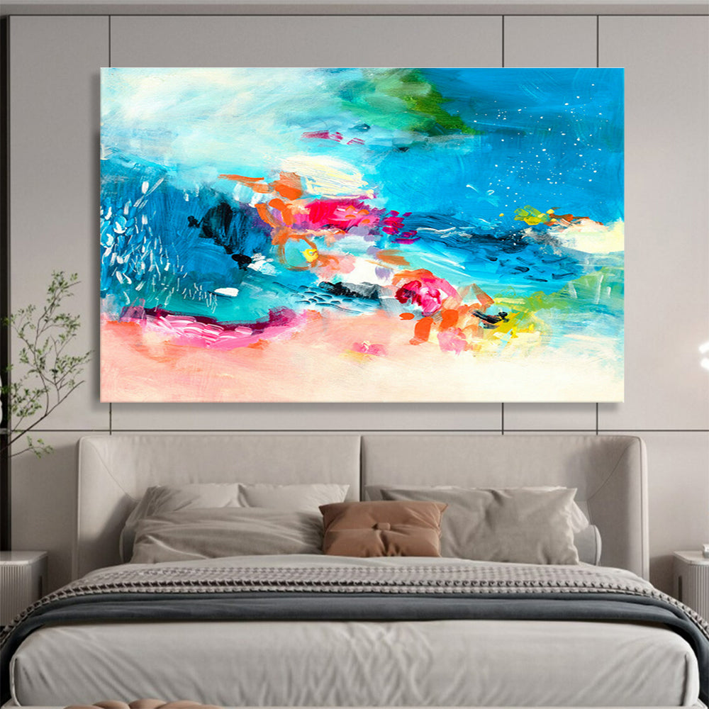 Textile Dye Custom Hand-Painted Abstract Art for Canopy Decor in Bedrooms