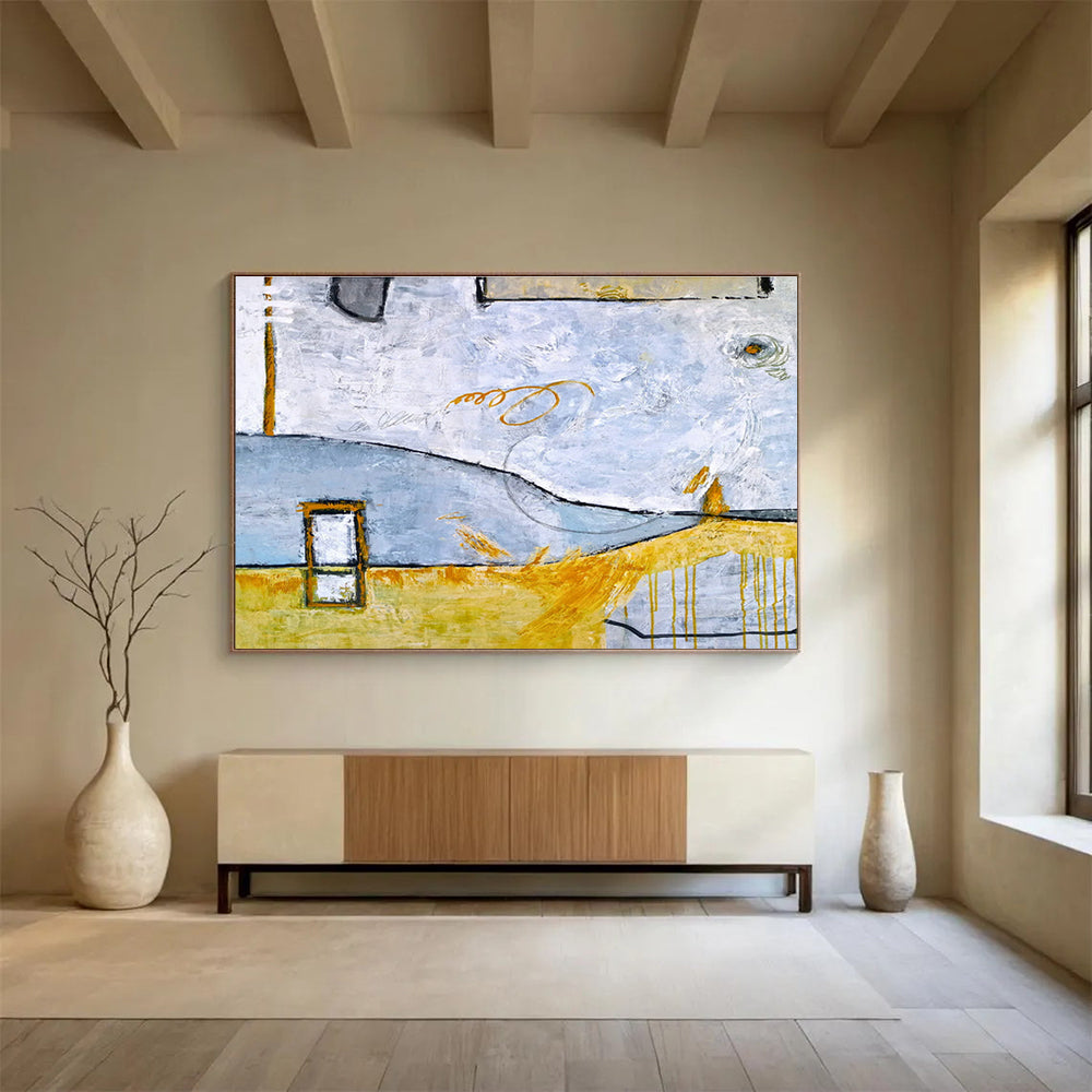 Oversized Custom Abstract Hand Painting for Desert Oasis Date Palm Farm Office DLZ2947
