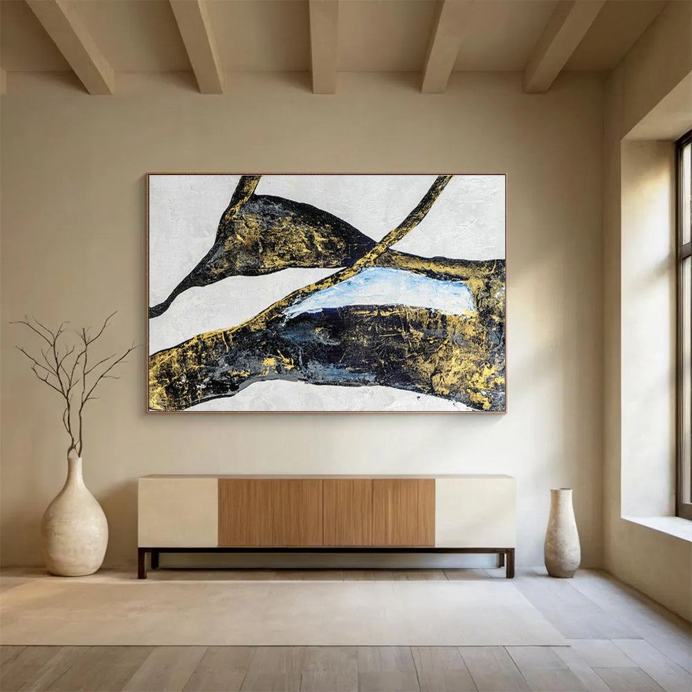 Customizable Extra-Large 3D Textured Hand-Painted Abstract Oil Painting for High-Ceiling Spaces