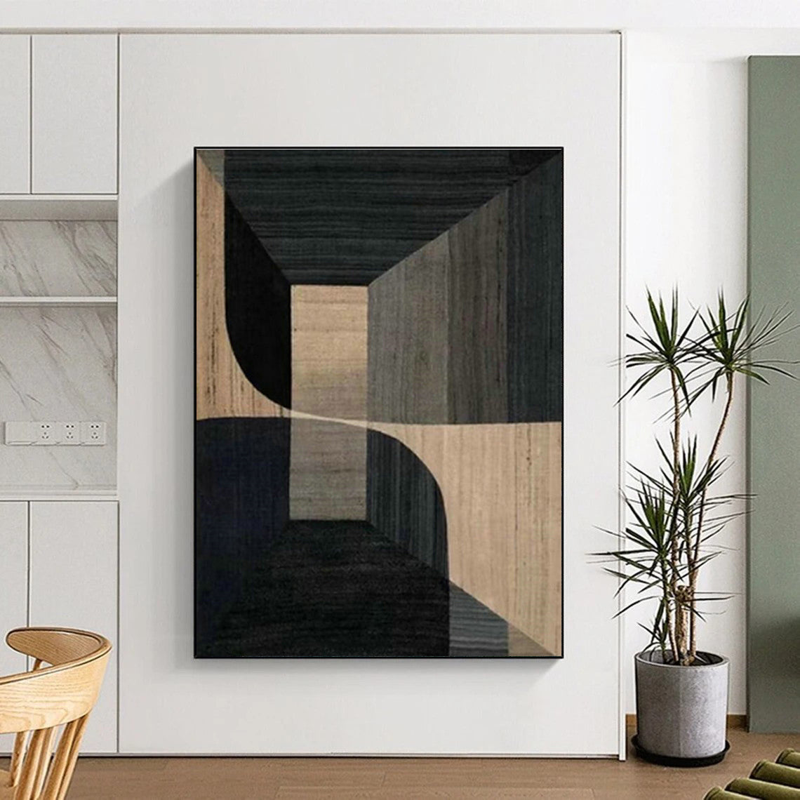 Grand Custom Hand-Painted Abstract Canvas - Artistic Sophistication for Interior Design Showrooms  DLZ0244