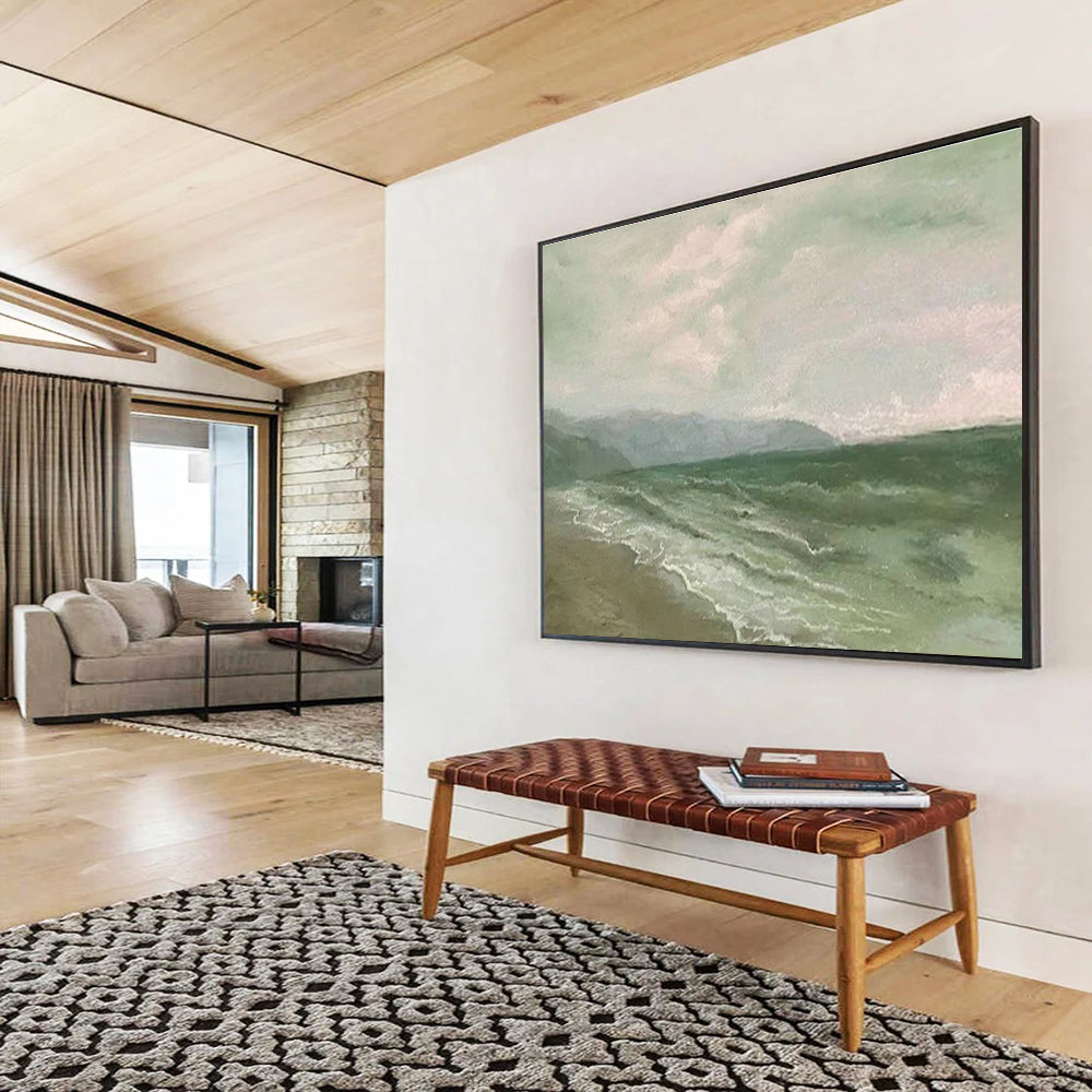 Oversized Custom Abstract Hand Painting for Arctic Freshwater Ecosystem Research Base DLZ2988