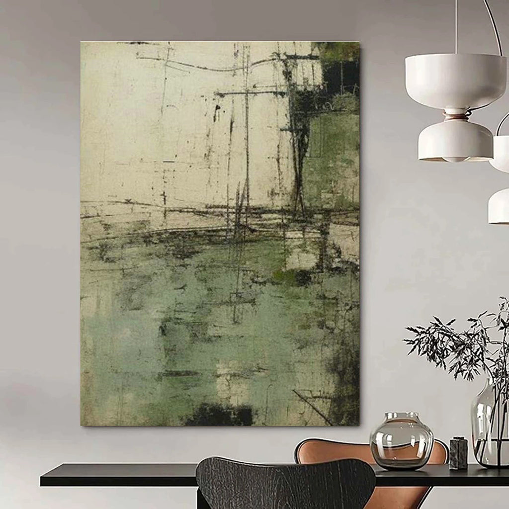 Grand Custom Hand-Painted Abstract Artwork - Artistic Sophistication for High-End Furniture Showrooms  DLZ0260