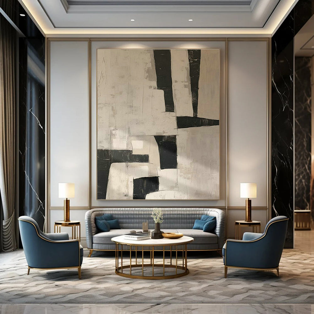 Striking Large-Scale Custom Hand-Painted Abstract Art - Bold Statement for Artisan Bakeries  DLZ0205