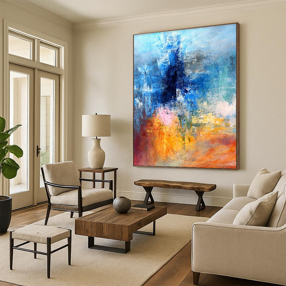 Oversized Custom Hand-Painted Abstract Wall Art for Antique Stores  DLZ0003