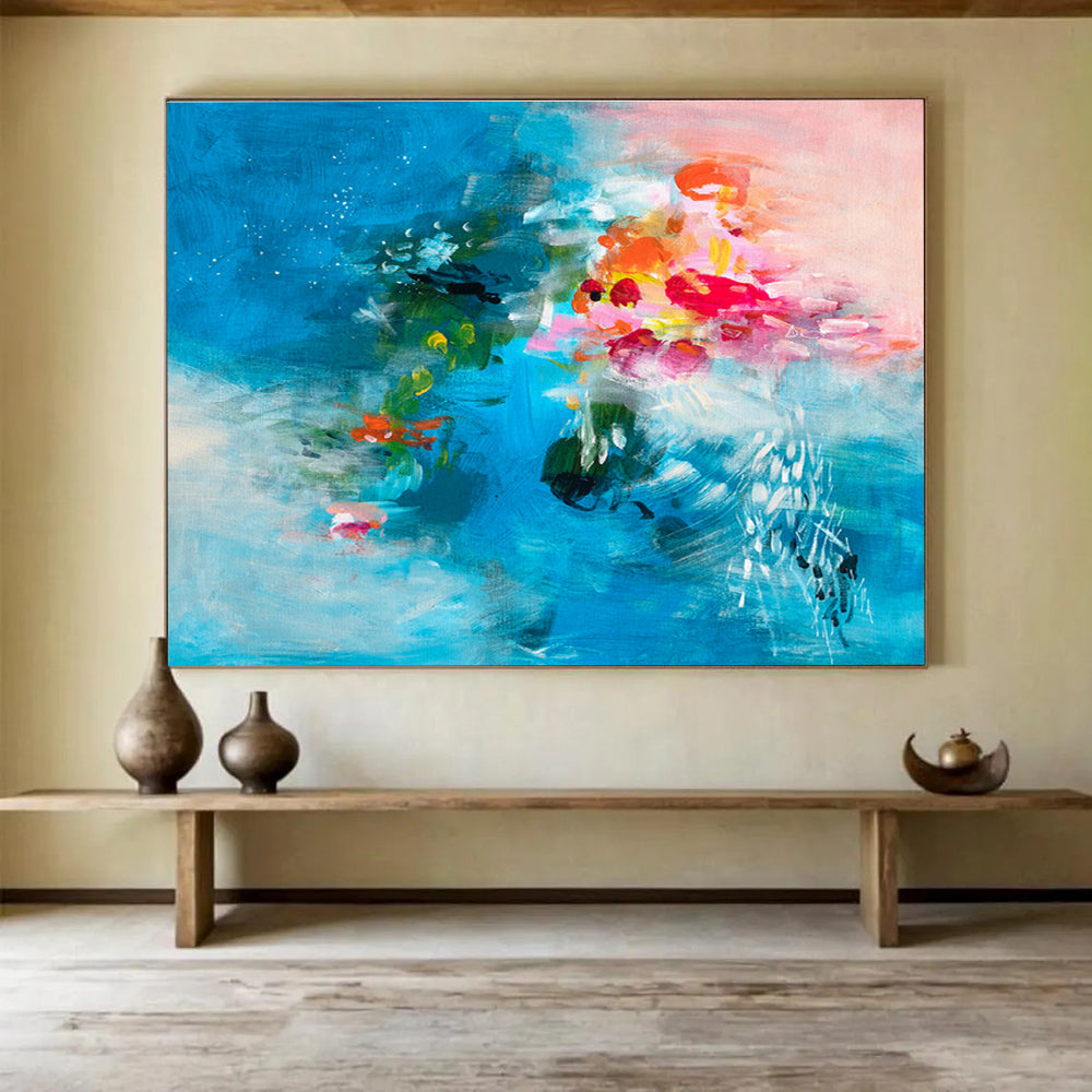Solar-Powered LED Backlit Custom Hand-Painted Abstract Art for Corridors and Modern Spaces