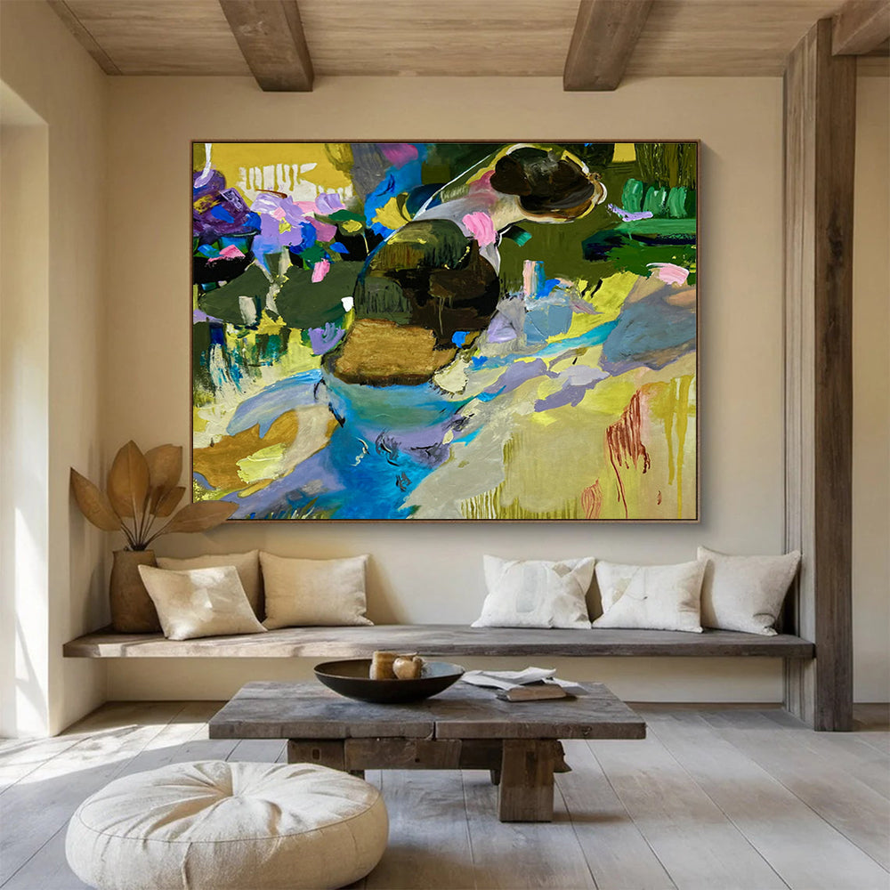 Oversized Customizable Hand-Painted Abstract Canvas for Yacht Interiors DLZ3307