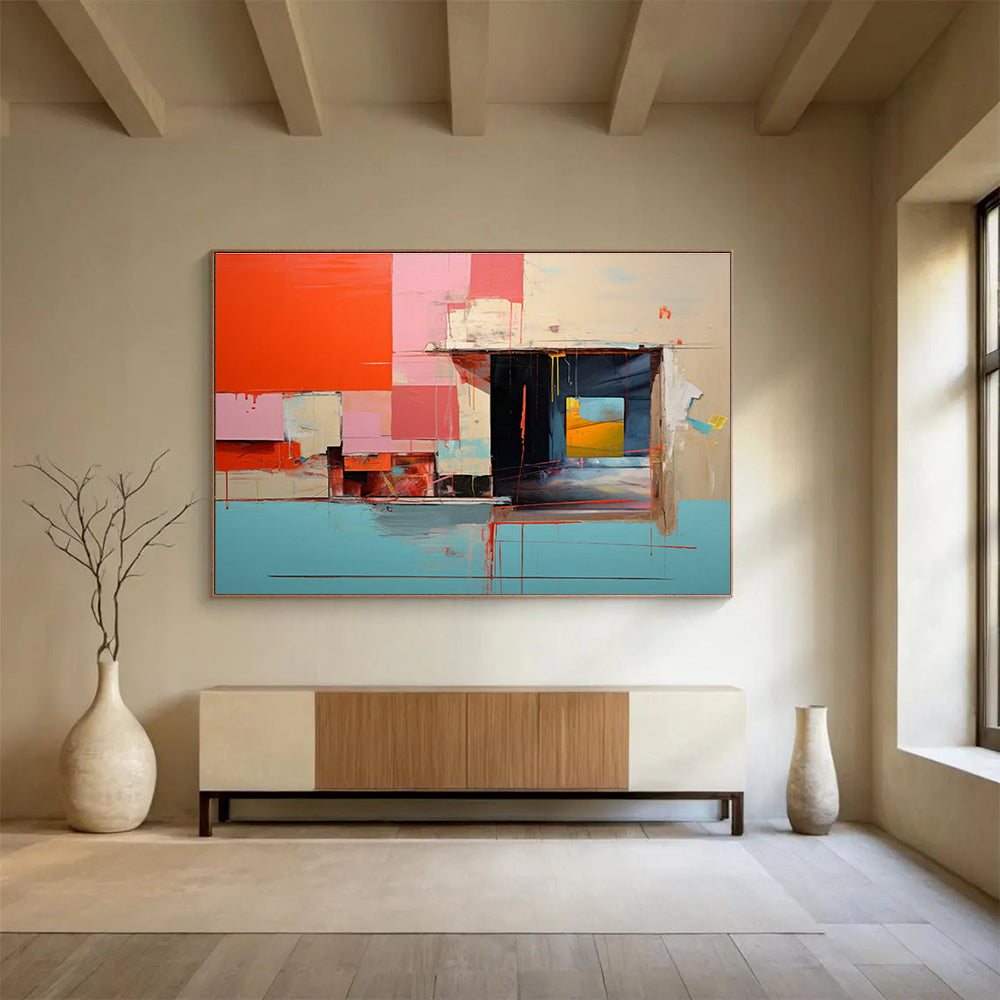 Large Custom Abstract Hand-Painted Art for Underwater Volcanic Vent Ecosystem Research Lab DLZ3024