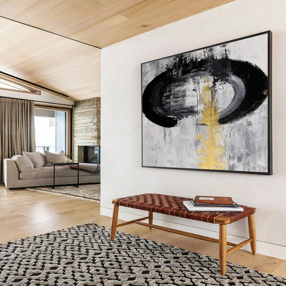 Custom Gradient Pearlescent Hand-Painted Vertical Abstract Art for Stairwells and Tall Spaces