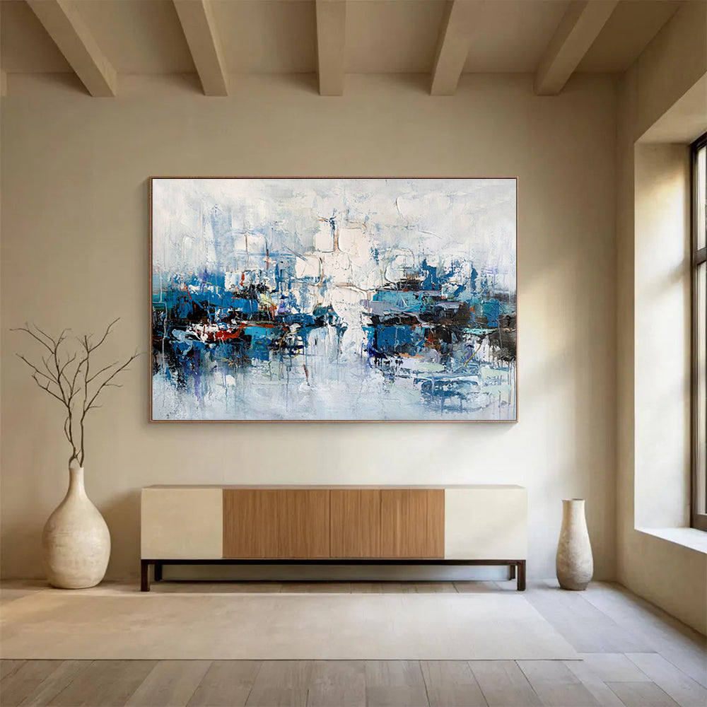Custom-Made Vertical Aquaponics Tower Large Abstract Hand Painting DLZ2546