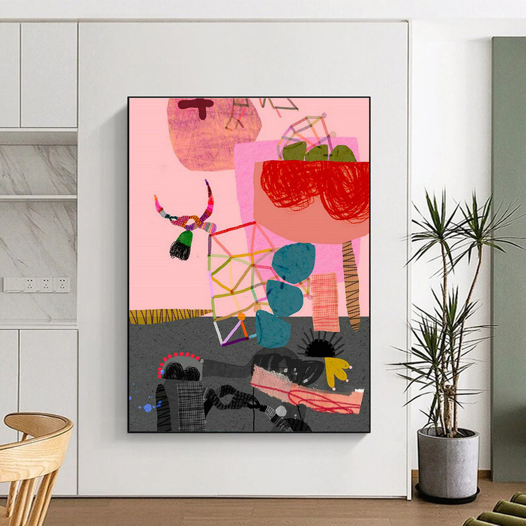 Immense Custom Hand-Painted Abstract Art - Inspiring Decor for School Halls  DLZ0166