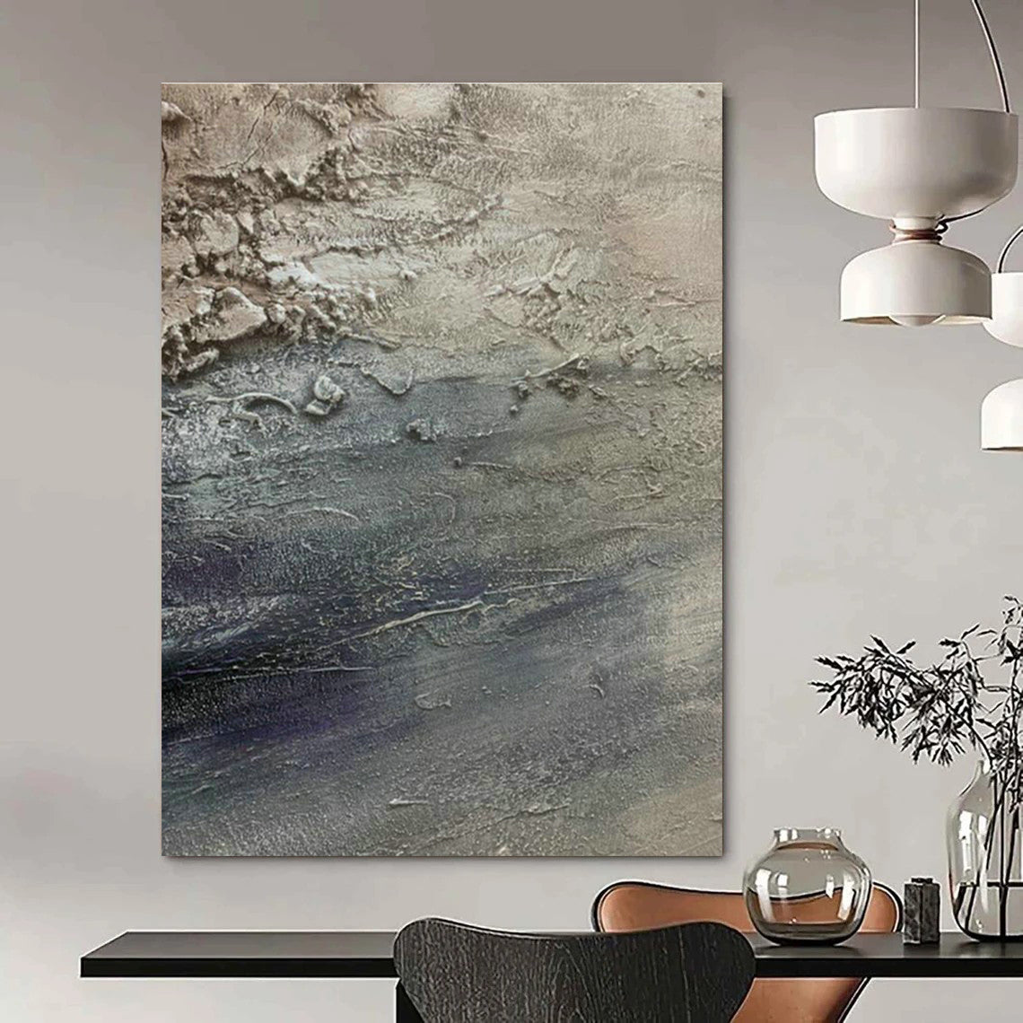 Vast Custom Hand-Painted Abstract Canvas - Cozy Ambiance for Wine Tasting Rooms  DLZ0197