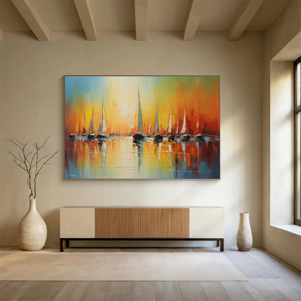 Handmade Large Abstract Painting, Indian-inspired for Bohemian Interiors DLZ3248