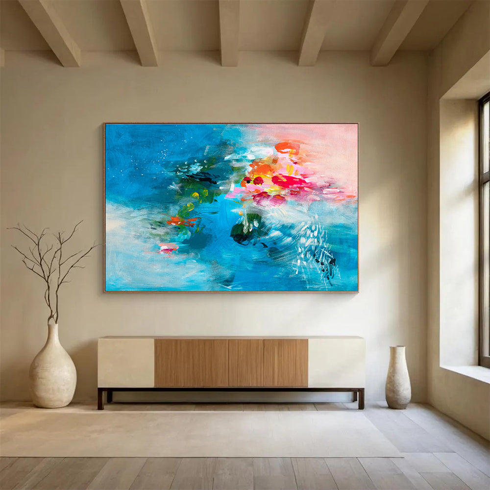 Solar-Powered LED Backlit Custom Hand-Painted Abstract Art for Corridors and Modern Spaces