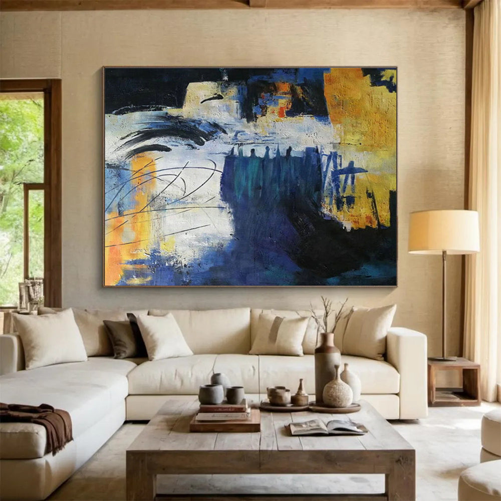 Oversized Handmade Abstract Wall Art, Tropical Color Palette for Outdoor Spaces DLZ3234