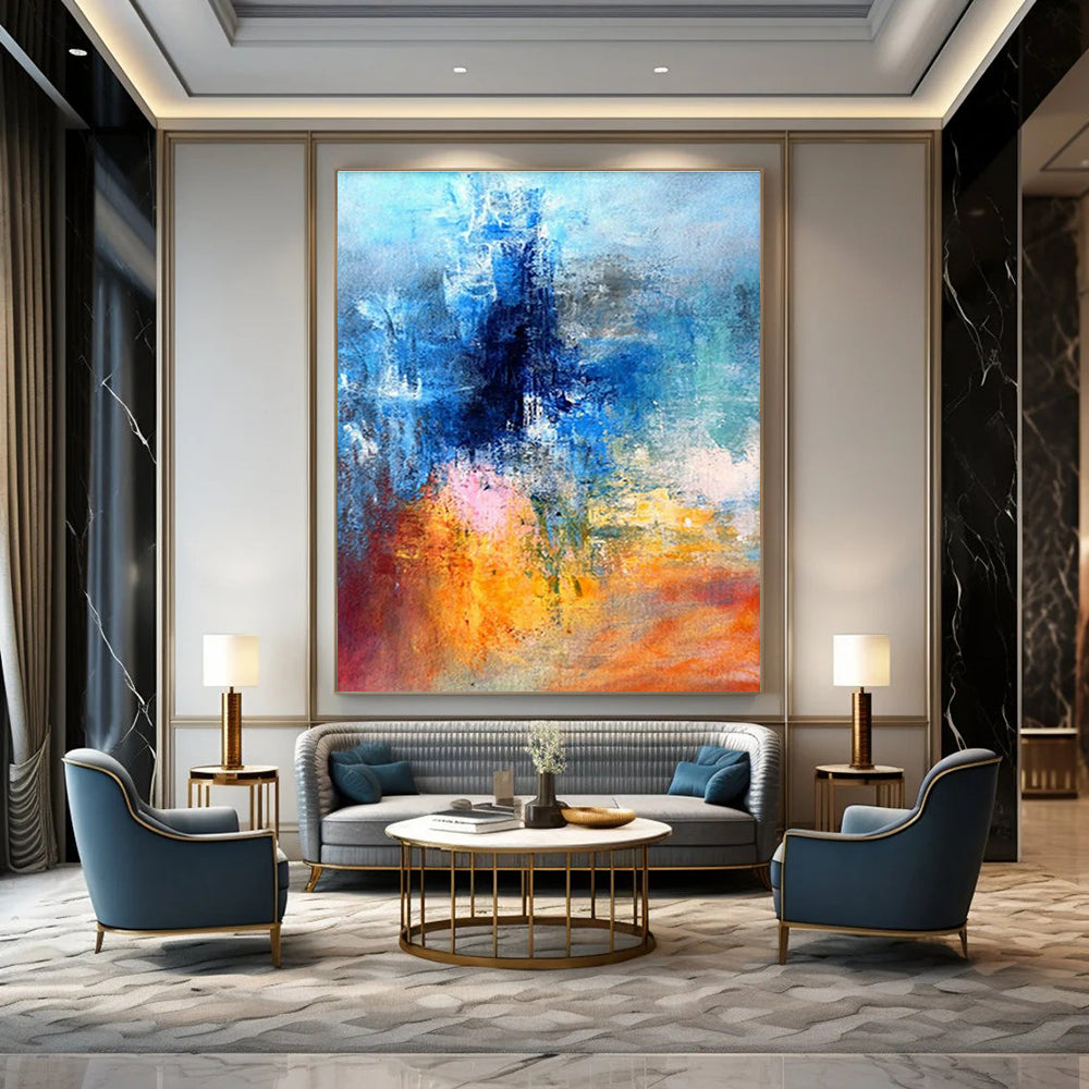 Oversized Custom Hand-Painted Abstract Wall Art for Antique Stores  DLZ0003