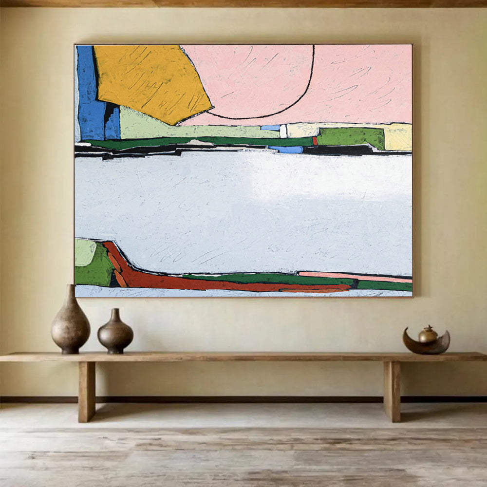 Custom-Made Giant Abstract Hand Painting for Alpine Meadow Retreat Yoga Deck DLZ2925