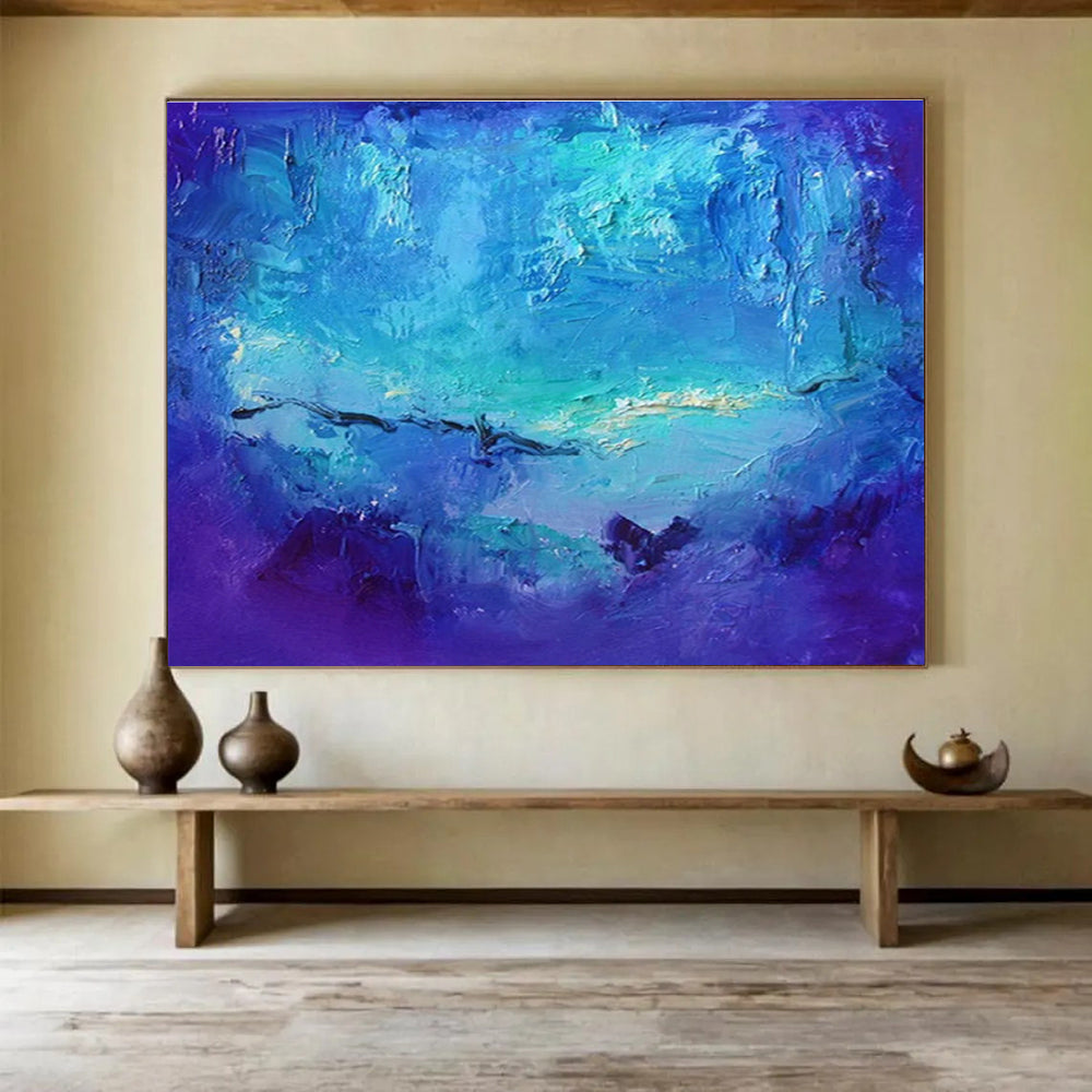 Oversized Custom Abstract Hand Painting for Arctic Freshwater River Ecosystem Restoration Project Office DLZ3104