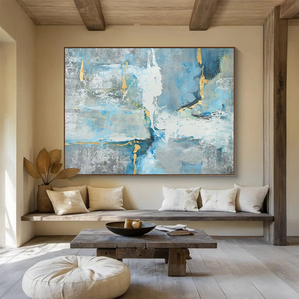 Large Custom Abstract Hand-Painted Art for Underwater Earthquake Early Warning System Research Station DLZ3140