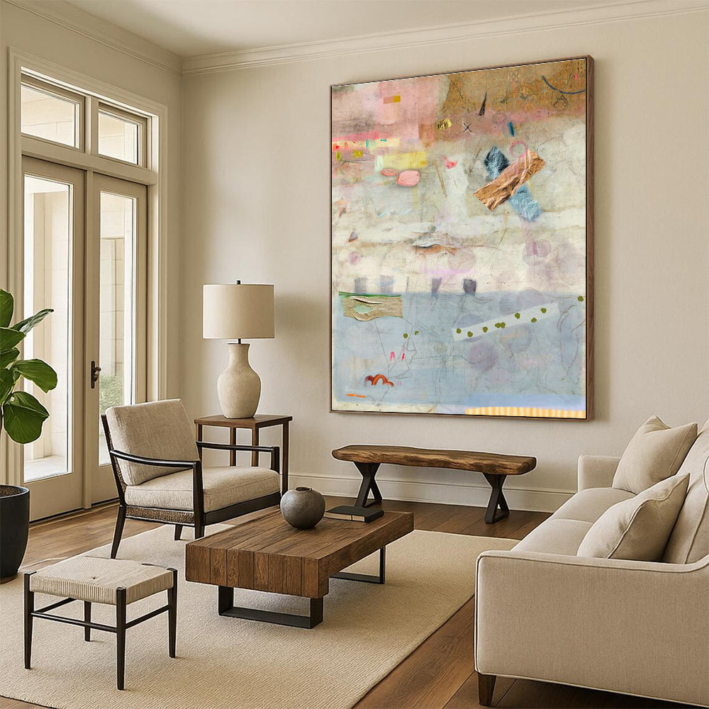 Striking Large Custom Hand-Painted Abstract Canvas - Bold Statement for Artistic Lofts  DLZ0167