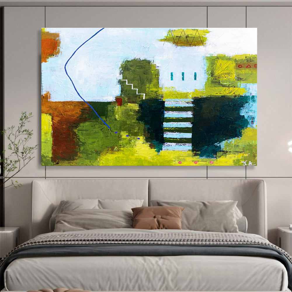 Large-Size Custom Abstract Hand Painting for Tropical Rainforest Canopy Walkway Visitor Center DLZ2945