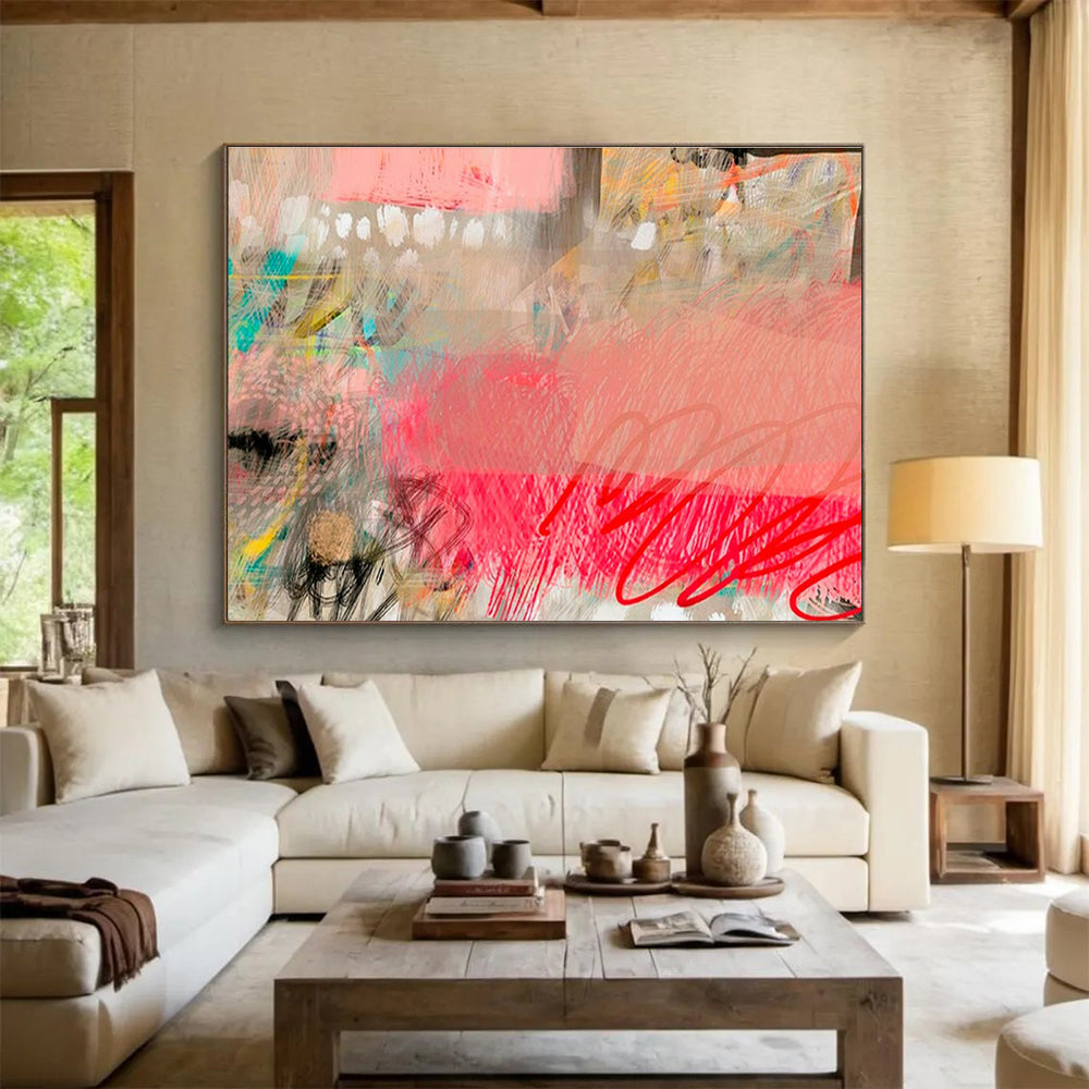 Custom-Made Quantum Satellite Launch Pad Large Abstract Hand Painting DLZ2590